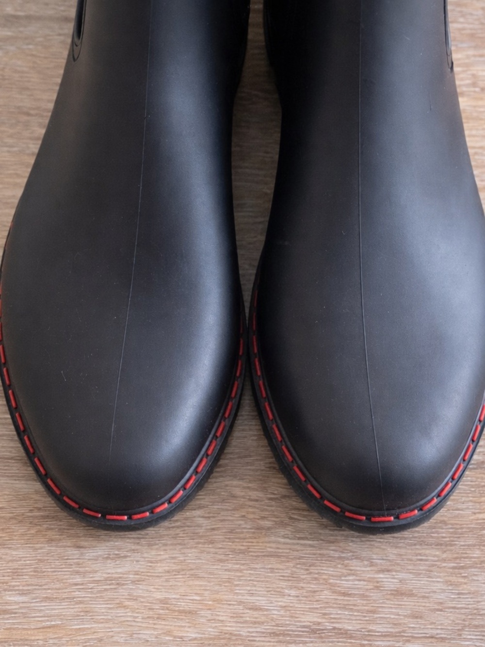 Black Boots with Red Stitching - Unbranded